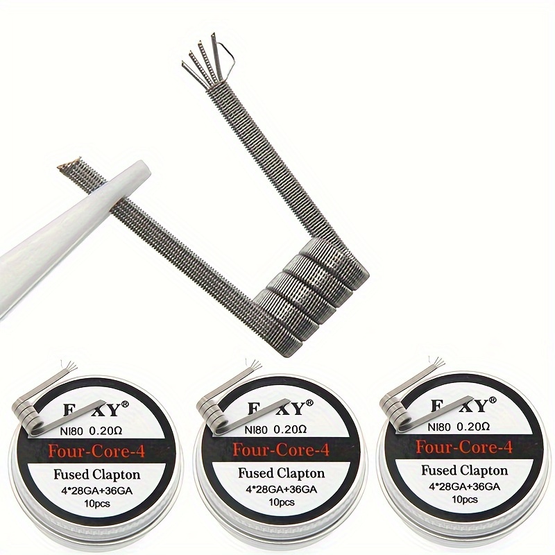 Coil Building Kit - 10pcs/kotak, Nichrome Fused Clapton Coils Double/Tri/Four-Core